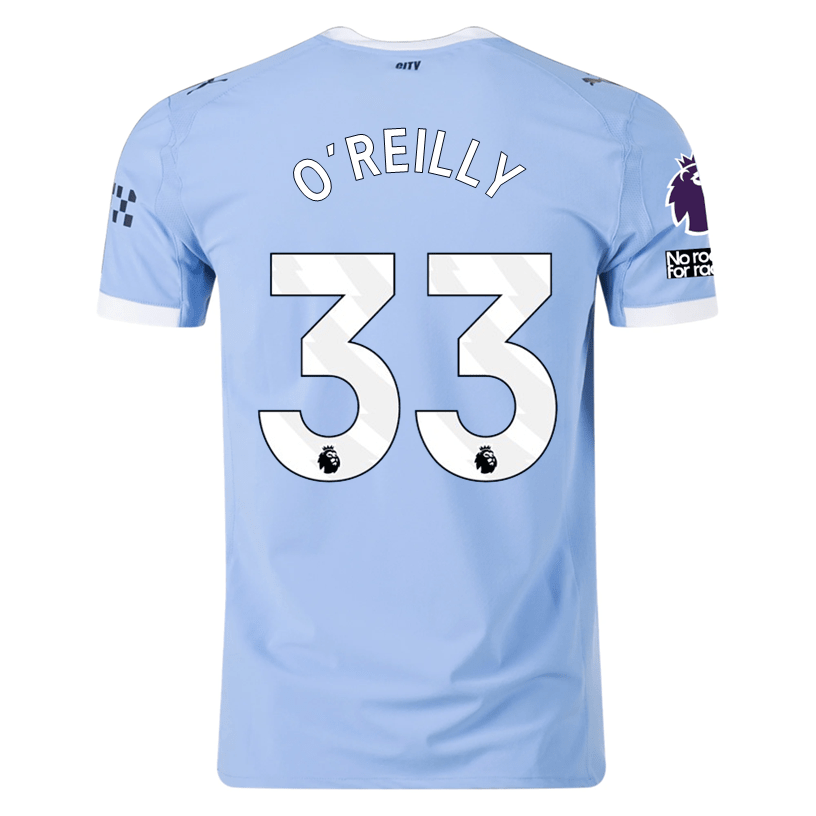 Puma Manchester City Authentic O’ Reilly Home Jersey w/ EPL + No Room For Racism Patches 25/26 (Team Light Blue/White) | SoccerWearhouse