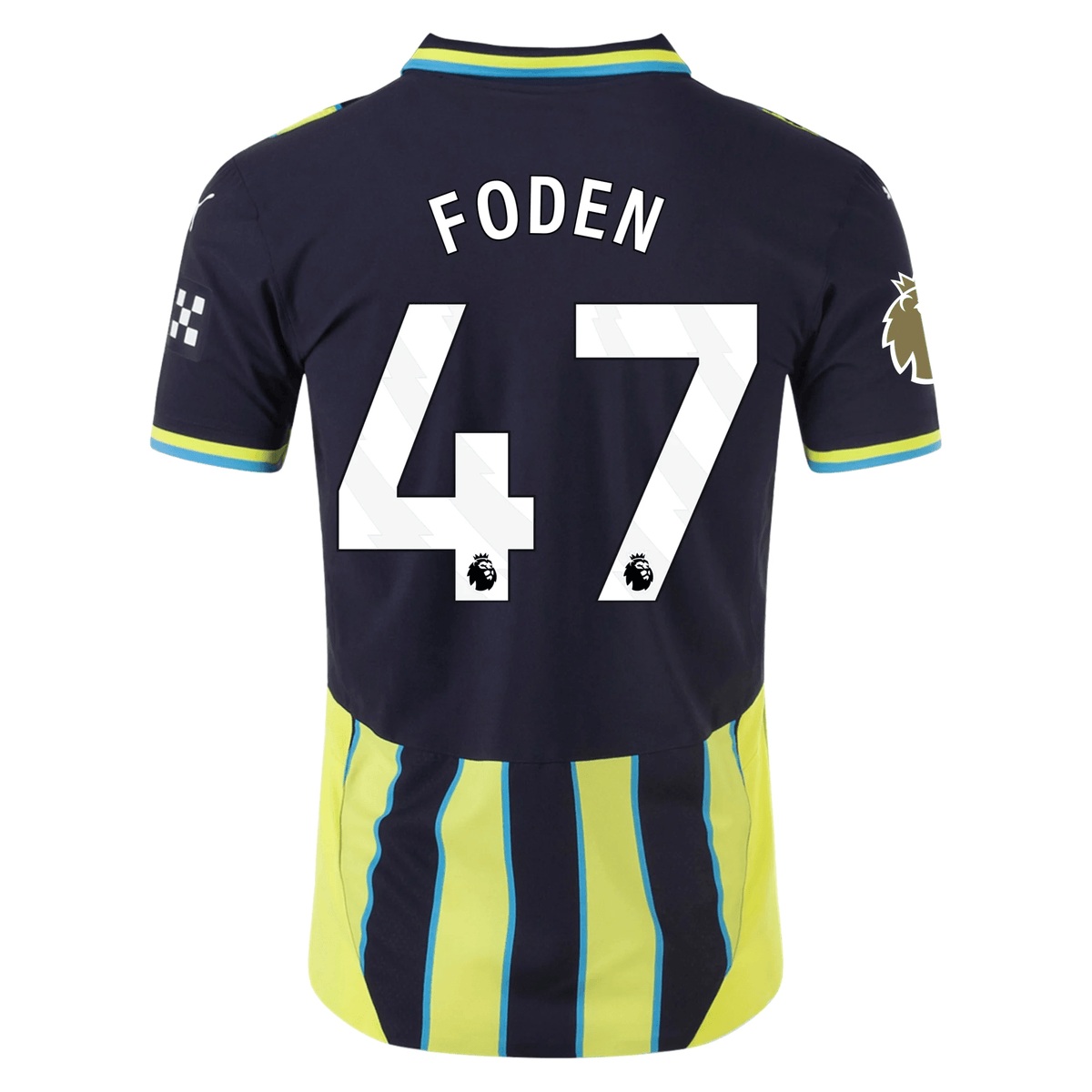Puma Manchester City Authentic Phil Foden Away Jersey w/ EPL + Club World Cup Patch 24/25 (New Navy/Yellow Glow) | SoccerWearhouse