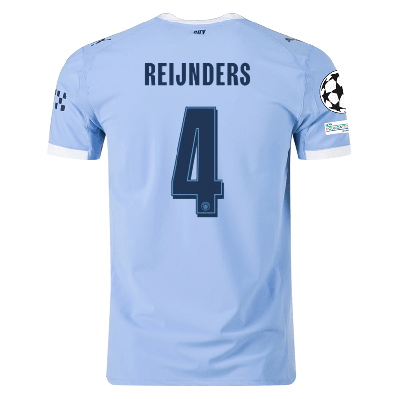 Puma Manchester City Authentic Reijnders Home Jersey w/ Champions League Patches 25/26 (Team Light Blue/White) | SoccerWearhouse