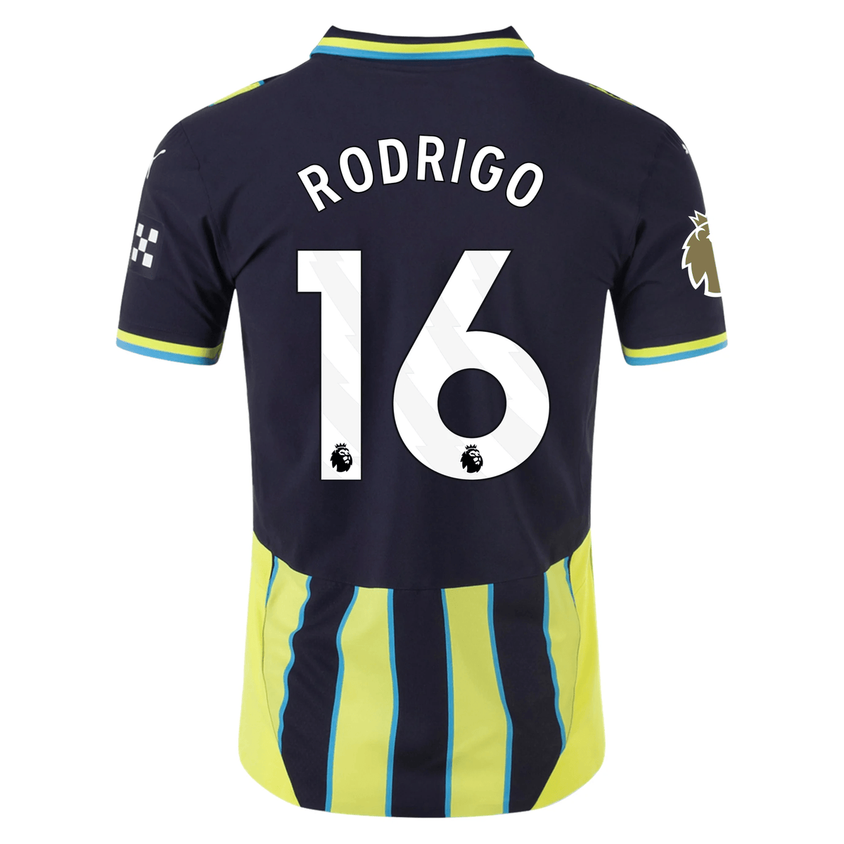 Puma Manchester City Authentic Rodrigo Away Jersey w/ EPL + Club World Cup Patch 24/25 (New Navy/Yellow Glow) | SoccerWearhouse