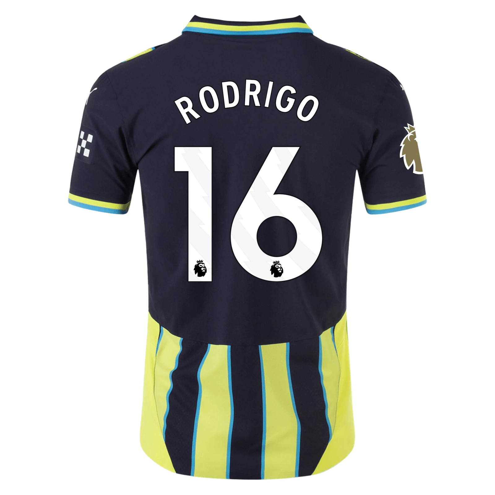 Puma Manchester City Authentic Rodrigo Away Jersey w/ EPL + Club World Cup Patch 24/25 (New Navy/Yellow Glow) | SoccerWearhouse