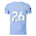 Puma Manchester City Authentic Savinho Home Jersey w/ EPL + No Room For Racism Patches 25/26 (Team Light Blue/White)