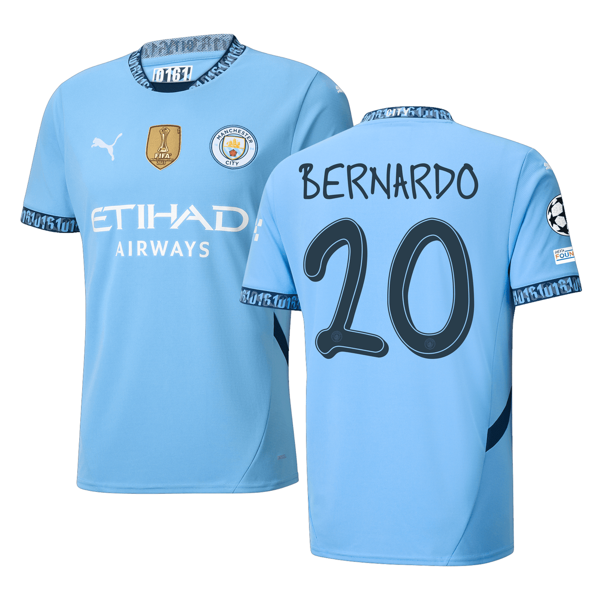 Puma Manchester City Bernardo Silva Home Jersey w/ Champions League + Club World Cup Patch 24/25 (Team Light Blue/Marine Blue) | SoccerWearhouse