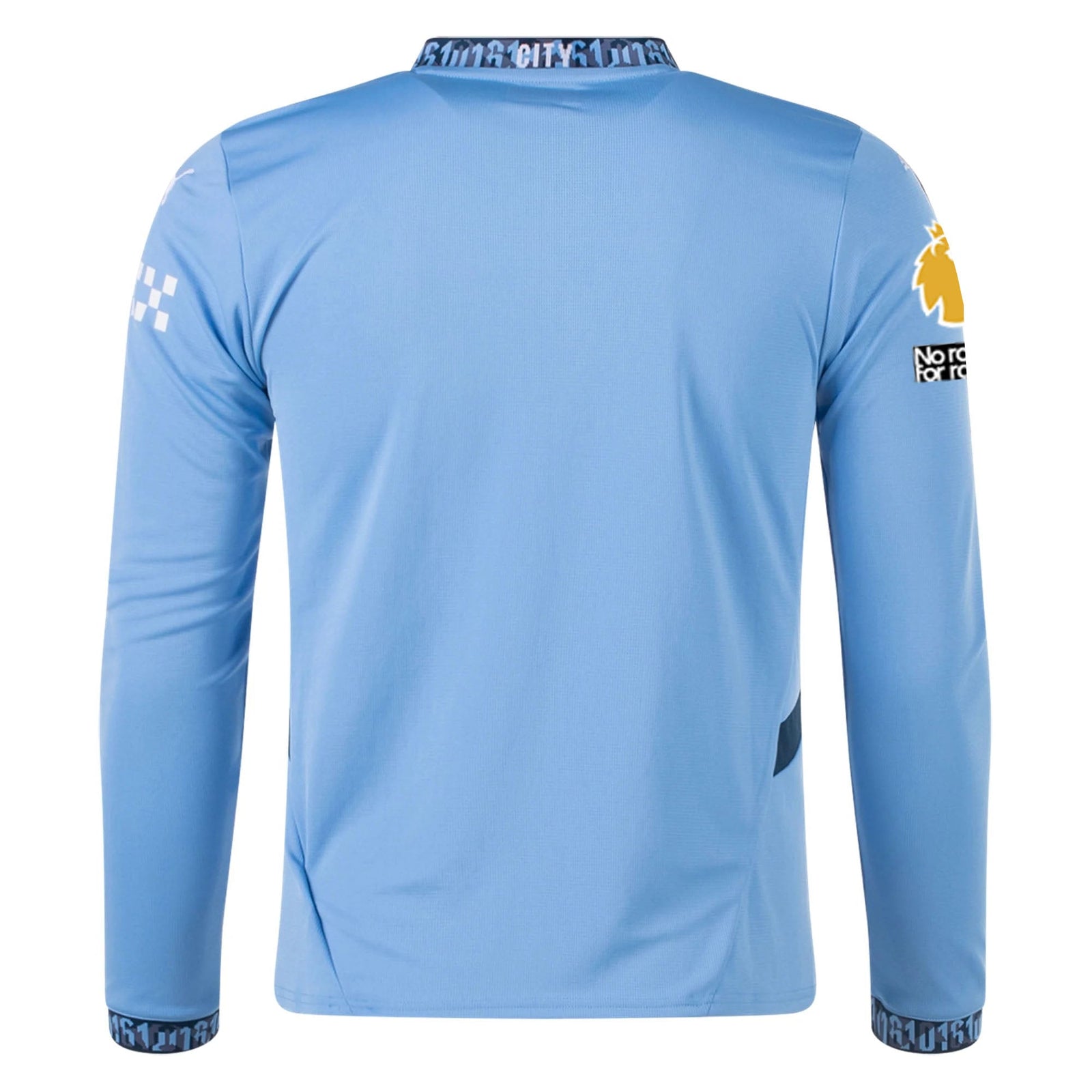 Puma Manchester City Home Long Sleeve Jersey w/ EPL + No Room For Racism Patch 24/25 (Team Light/Marine Blue) | SoccerWearhouse
