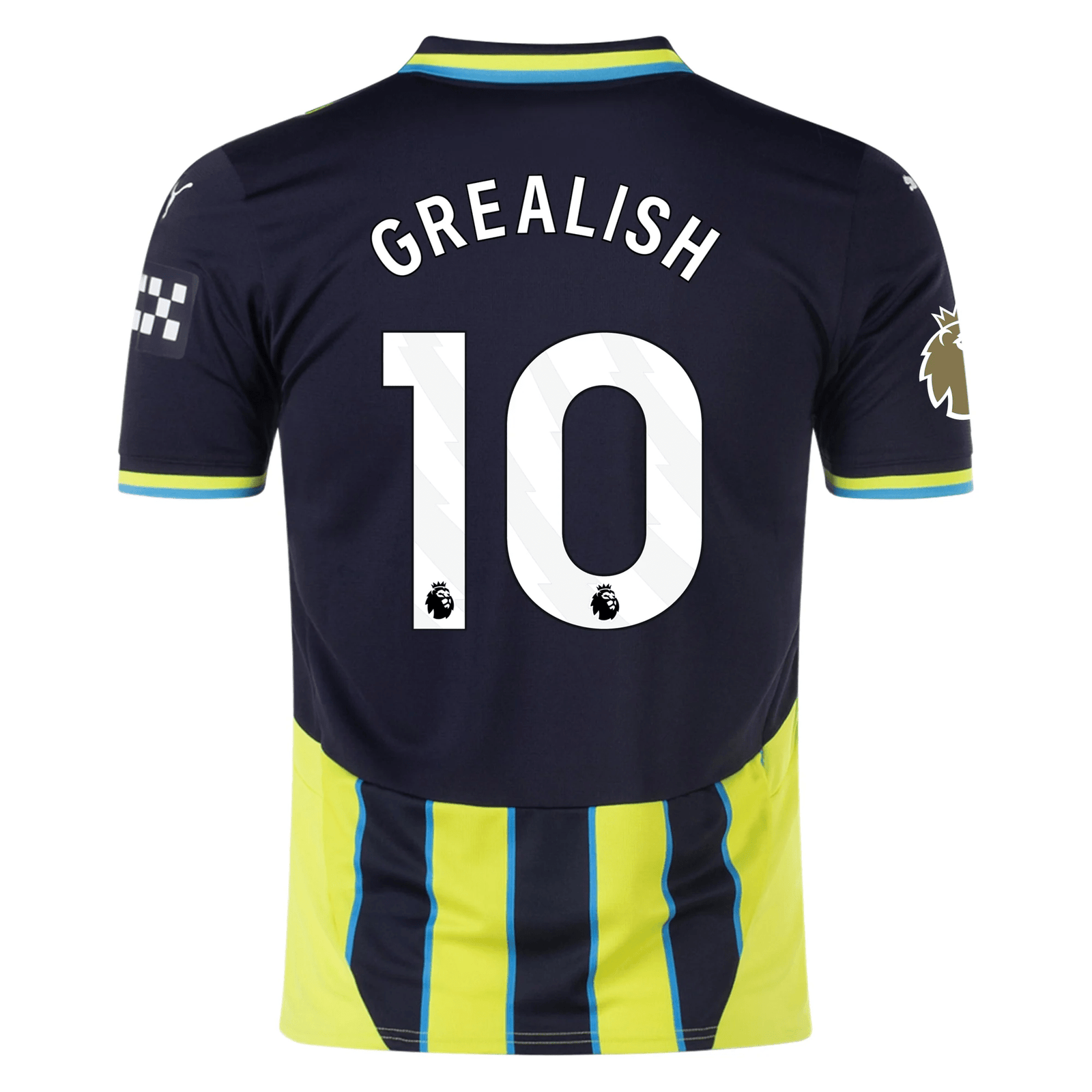 Puma Manchester City Jack Grealish Away Jersey w/ EPL + Club World Cup Patch 24/25 (New Navy/Yellow Glow) | SoccerWearhouse