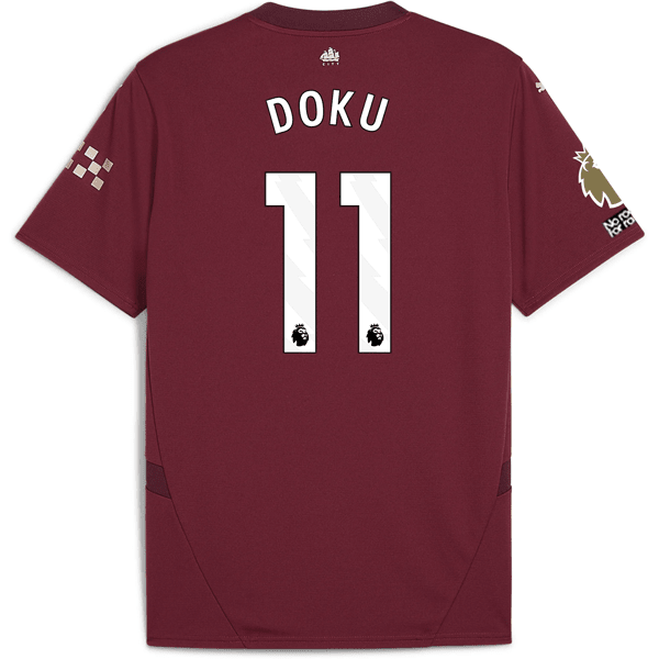 Puma Manchester City Jeremy Doku Third Jersey w/ EPL + No Room For Racism + Club World Cup Patches24/25 (Dark Jasper) | SoccerWearhouse