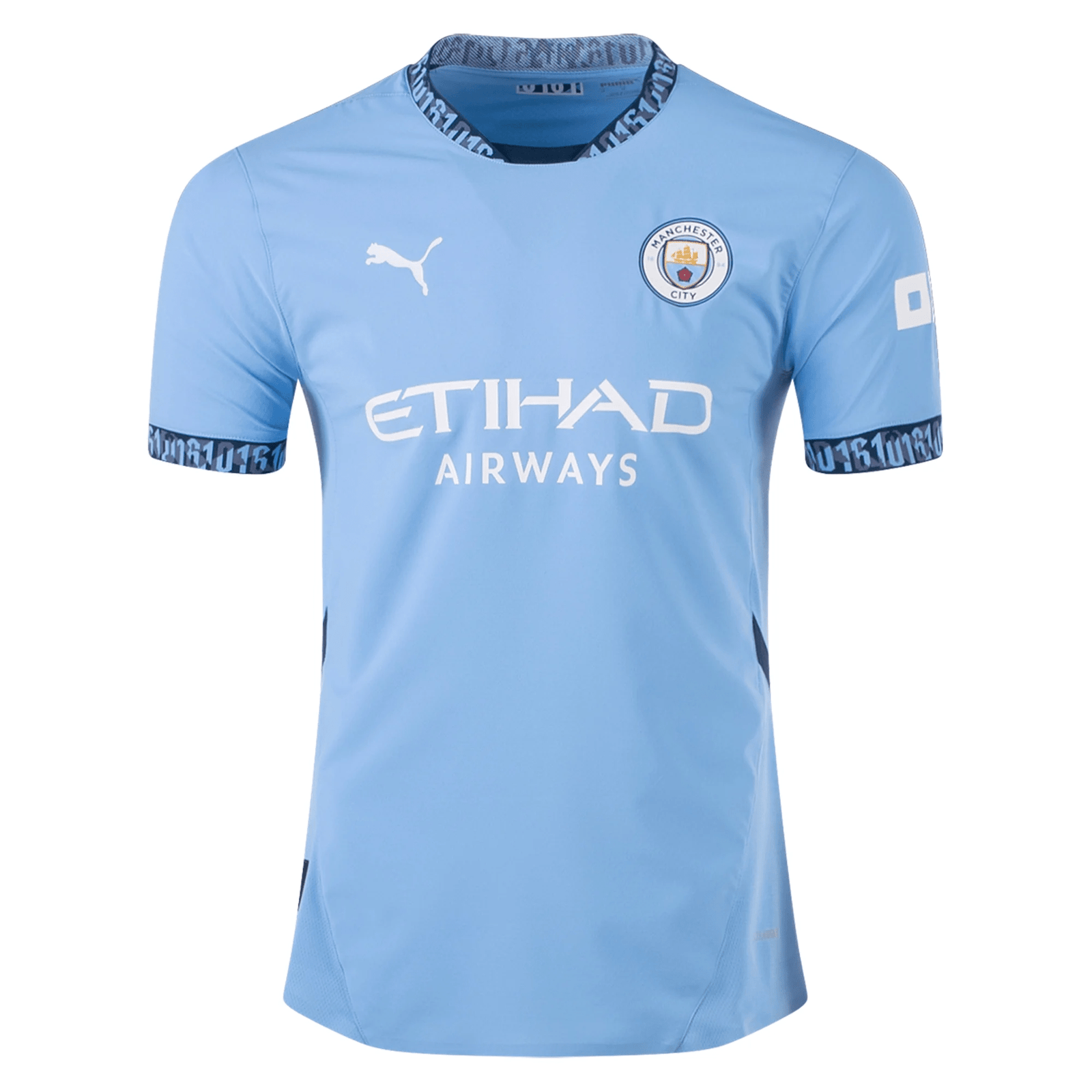 Puma Manchester City Erling Haaland Authentic Home Jersey w/ EPL + No Room For Racism Patch 24/25 (Team Light Blue/Marine Blue) | SoccerWearhouse