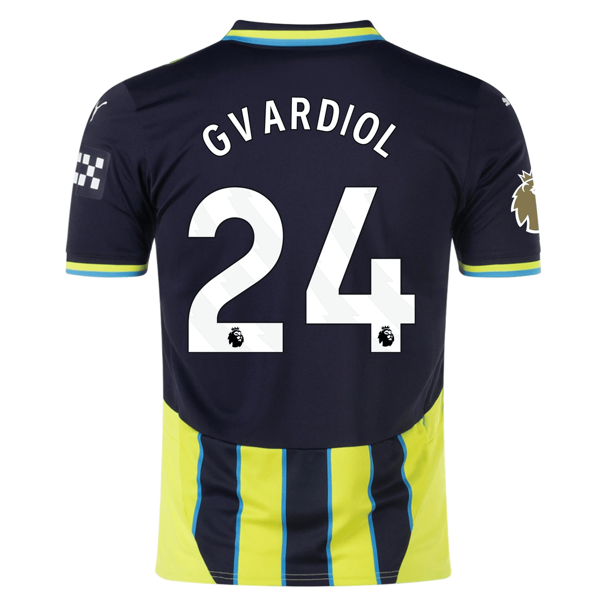 Puma Manchester City Joško Gvardiol Away Jersey w/ EPL + Club World Cup Patch 24/25 (New Navy/Yellow Glow) | SoccerWearhouse