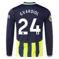 Puma Manchester City Josko Gvardiol Long Sleeve Away Jersey w/ EPL + Club World Cup Patch 24/25 (New Navy/Yellow Glow)