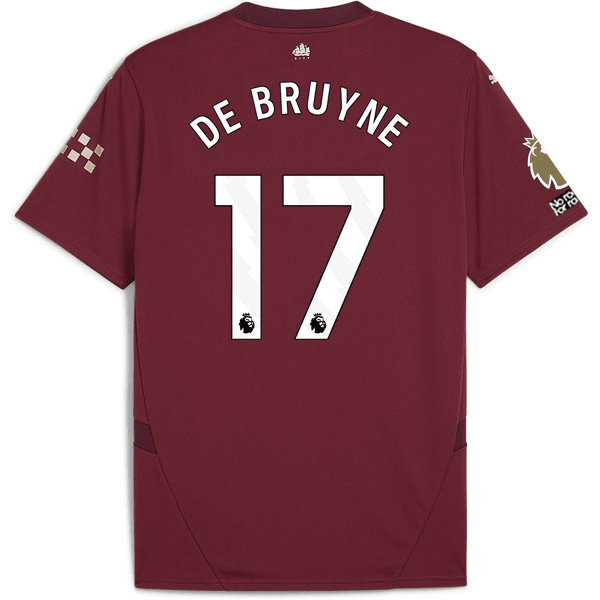 Puma Manchester City Kevin De Bruyne Third Jersey w/ EPL + No Room For Racism + Club World Cup Patches24/25 (Dark Jasper) | SoccerWearhouse