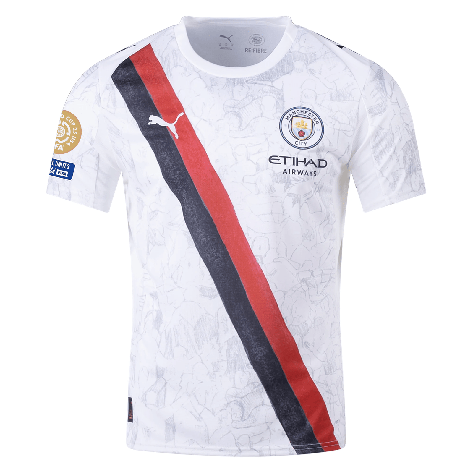 Puma Manchester City Kid Super Jersey w/ Club World Cup Patches 25/26 (Puma White/Deep Navy) (Copy) | SoccerWearhouse