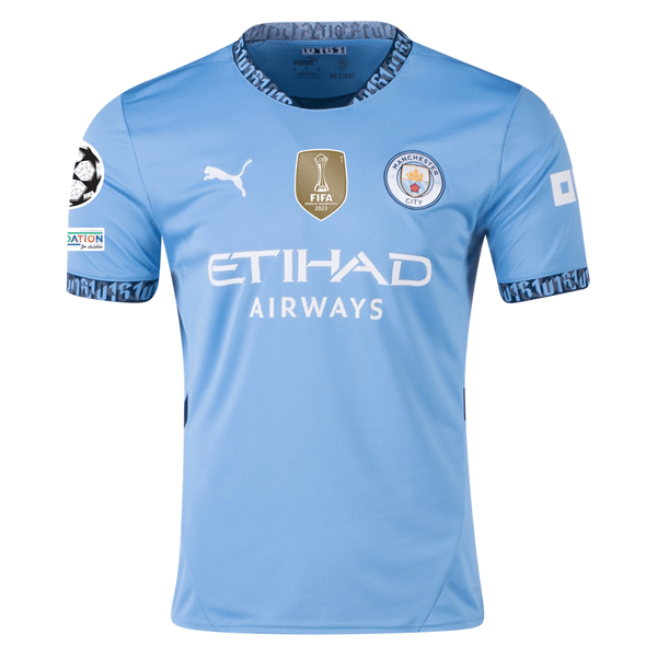 Puma Manchester City Kyle Walker Home Jersey w/ Champions League + Club World Cup Patch 24/25 (Team Light Blue/Marine Blue) | SoccerWearhouse