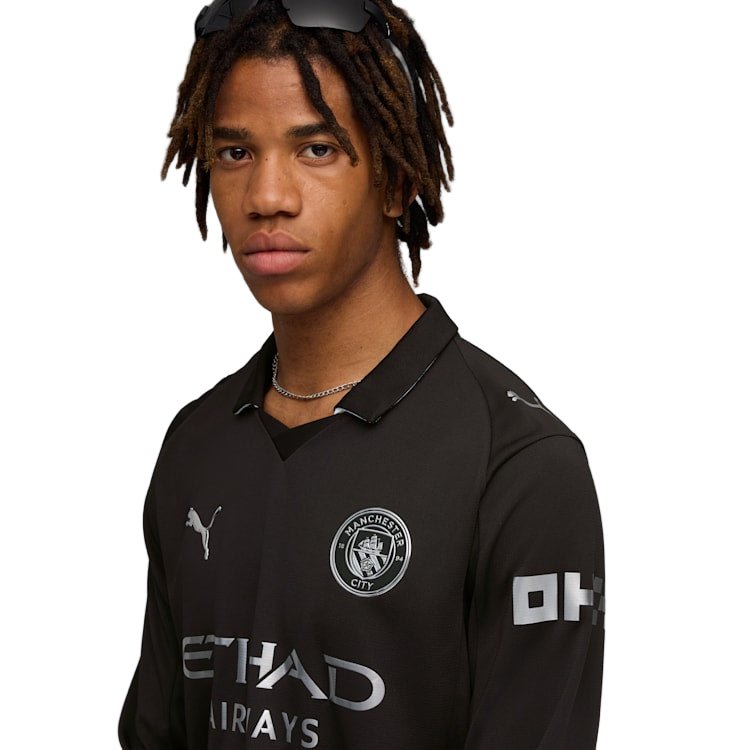 Puma Manchester City Long Sleeve Away Jersey 25/26 (Puma Black) | SoccerWearhouse