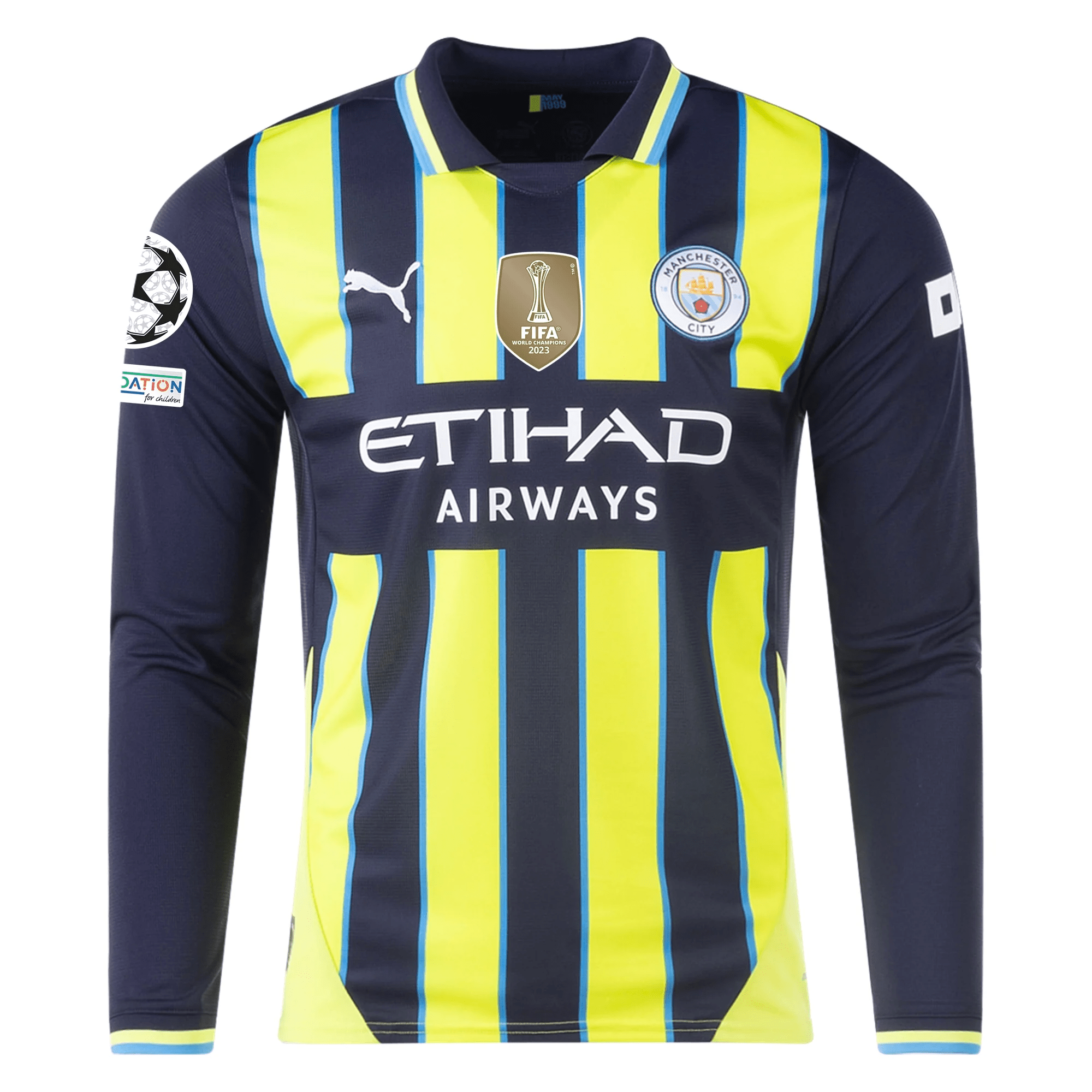 Puma Manchester City Long Sleeve Away Jersey w/ Champions League + Clu