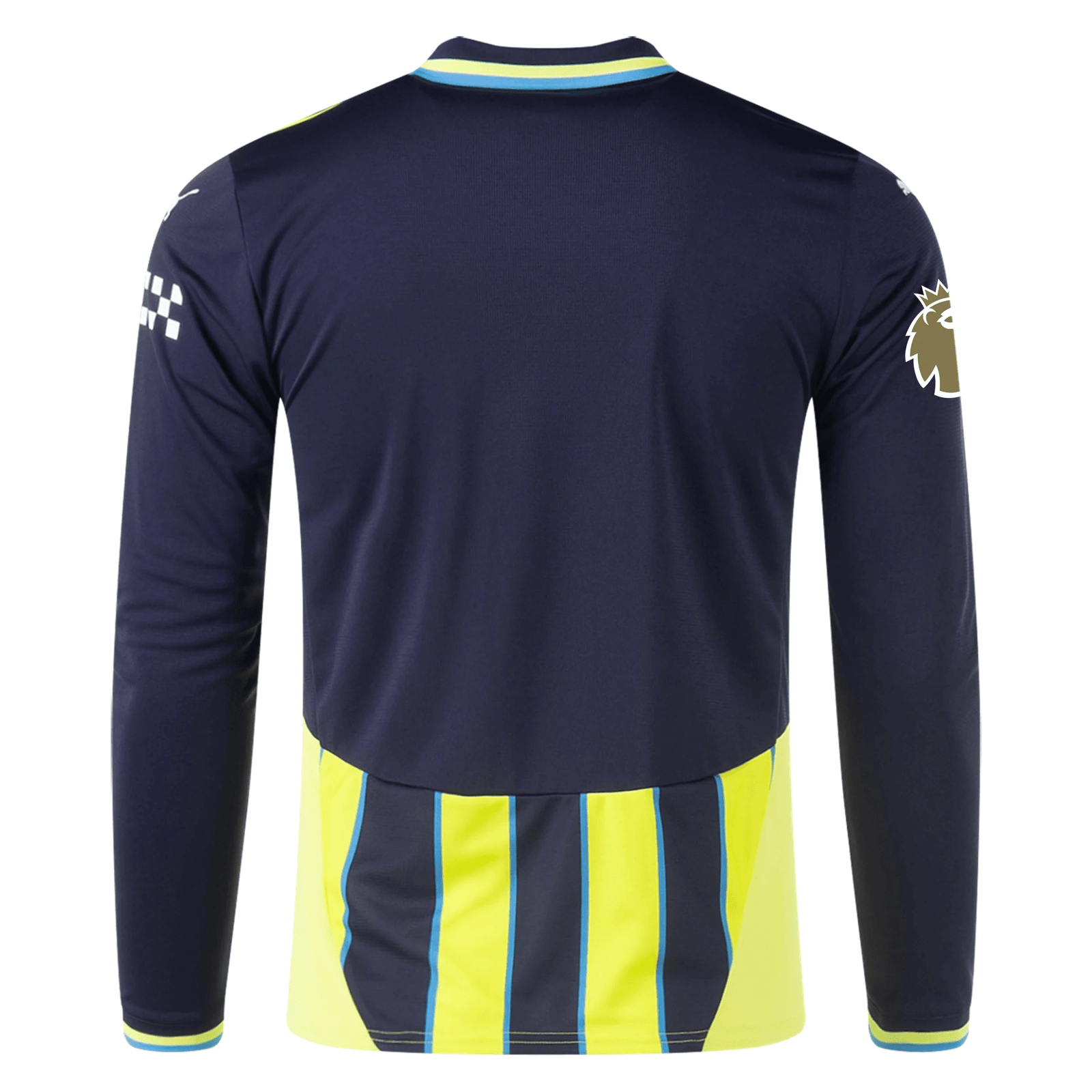 Puma Manchester City Kyle Walker Long Sleeve Away Jersey w/ EPL + Club World Cup Patch 24/25 (New Navy/Yellow Glow) | SoccerWearhouse
