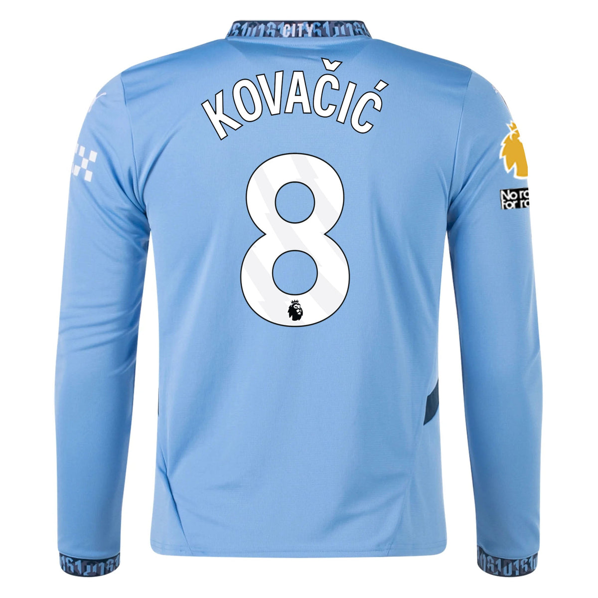 Puma Manchester City Mateo Kovačić Home Long Sleeve Jersey w/ EPL + No Room For Racism Patch 24/25 (Team Light/Marine Blue) | SoccerWearhouse
