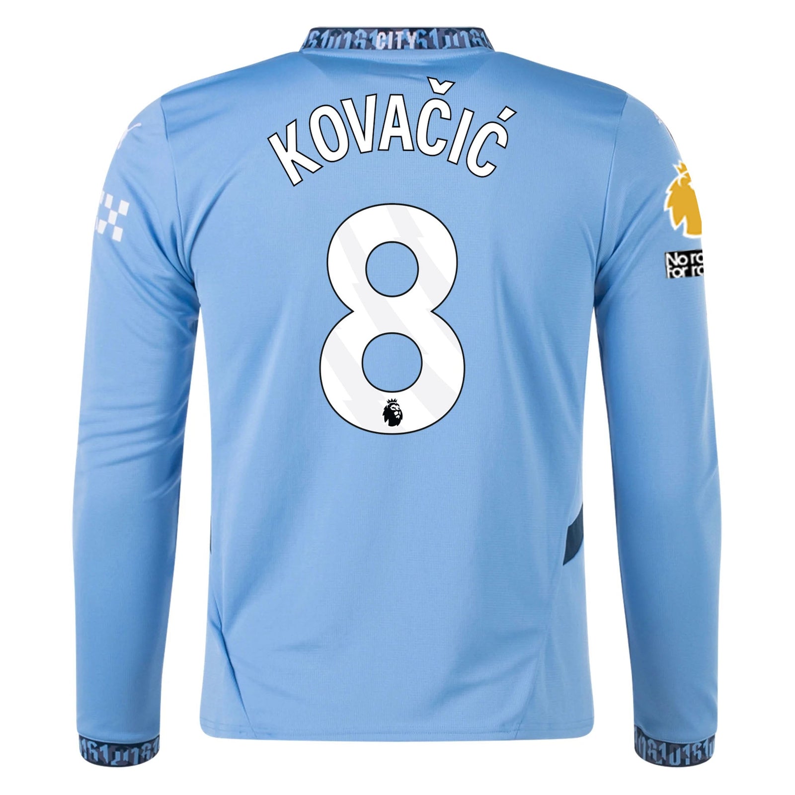 Puma Manchester City Mateo Kovačić Home Long Sleeve Jersey w/ EPL + No Room For Racism Patch 24/25 (Team Light/Marine Blue) | SoccerWearhouse