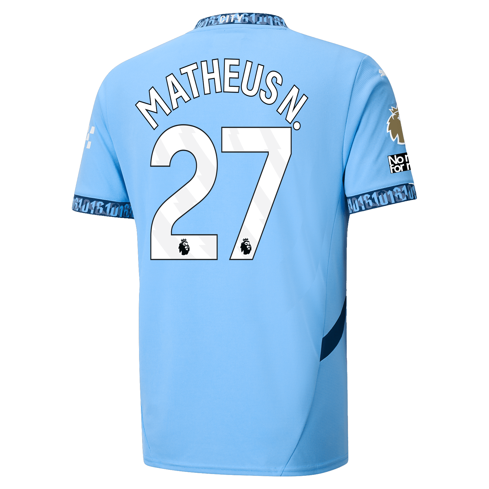 Puma Manchester City Matheus Nunes Home Jersey w/ EPL + No Room For Racism + Club World Cup Patches 24/25 (Team Light Blue/Marine Blue) | SoccerWearhouse