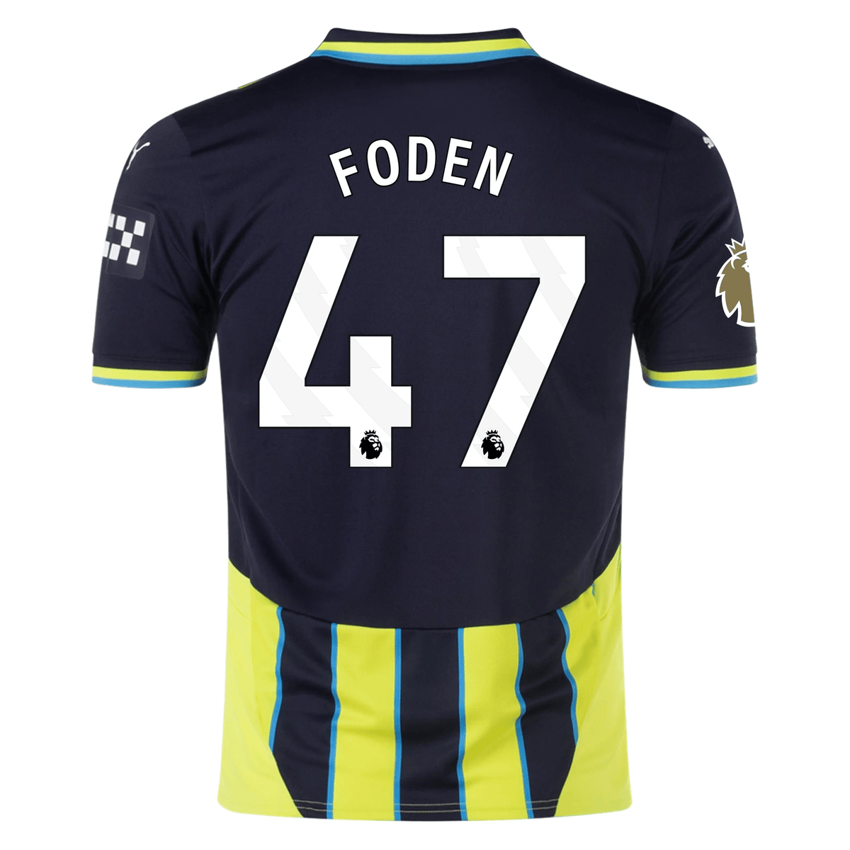Puma Manchester City Phil Foden Away Jersey w/ EPL + Club World Cup Patch 24/25 (New Navy/Yellow Glow) | SoccerWearhouse