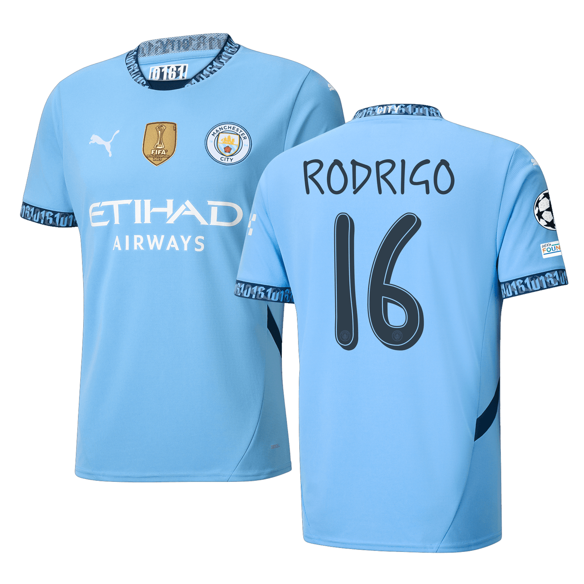 Puma Manchester City Rodrigo Home Jersey w/ Champions League + Club World Cup Patch 24/25 (Team Light Blue/Marine Blue) | SoccerWearhouse