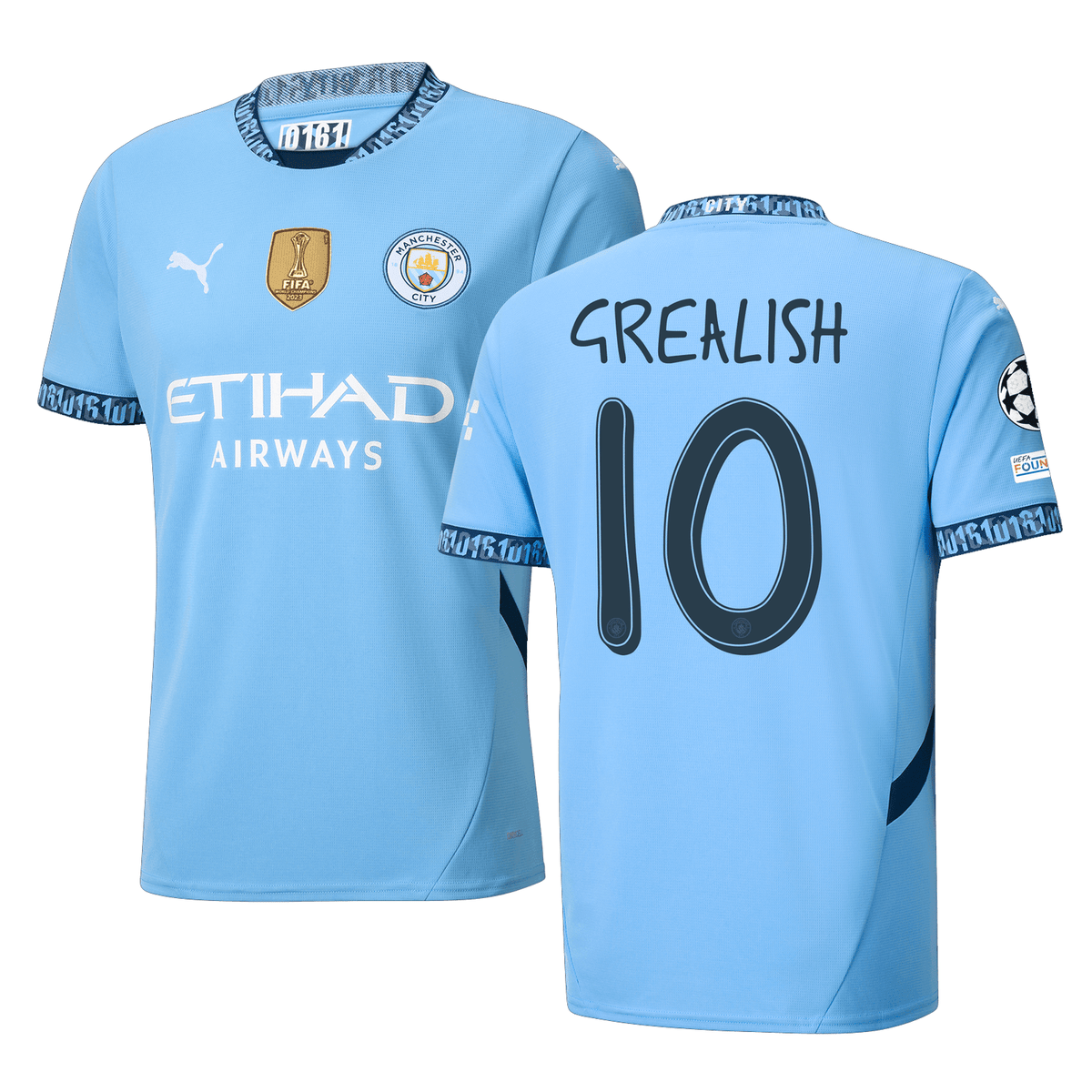 Puma Manchester Jack Grealish Home Jersey w/ Champions League + Club World Cup Patch 24/25 (Team Light Blue/Marine Blue) | SoccerWearhouse