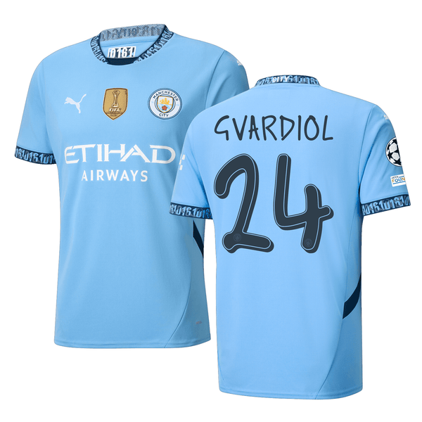 Puma Manchester Joško Gvardiol Home Jersey w/ Champions League + Club