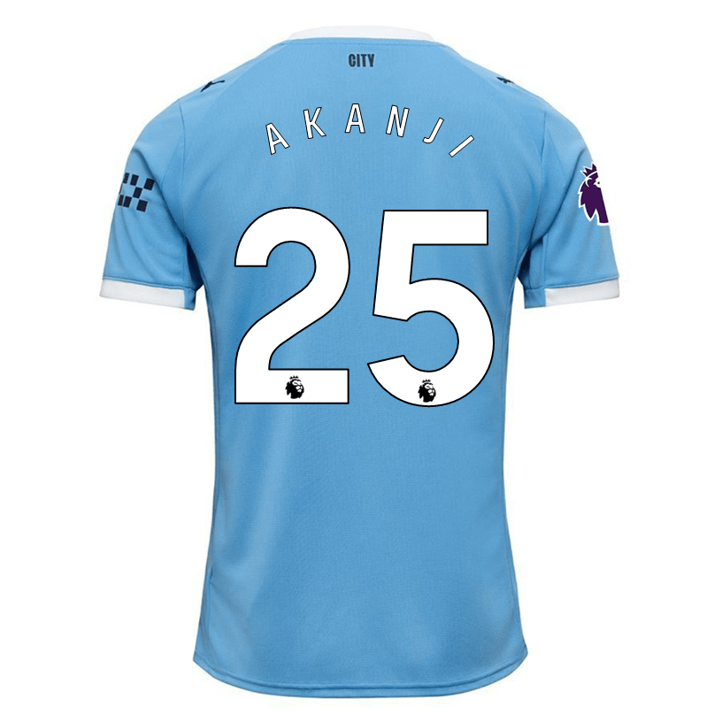 Puma Manuel Akanji Manchester City Home Jersey 25/26 w/ EPL + Sponsor Patch (Team Light Blue/Puma White) | SoccerWearhouse