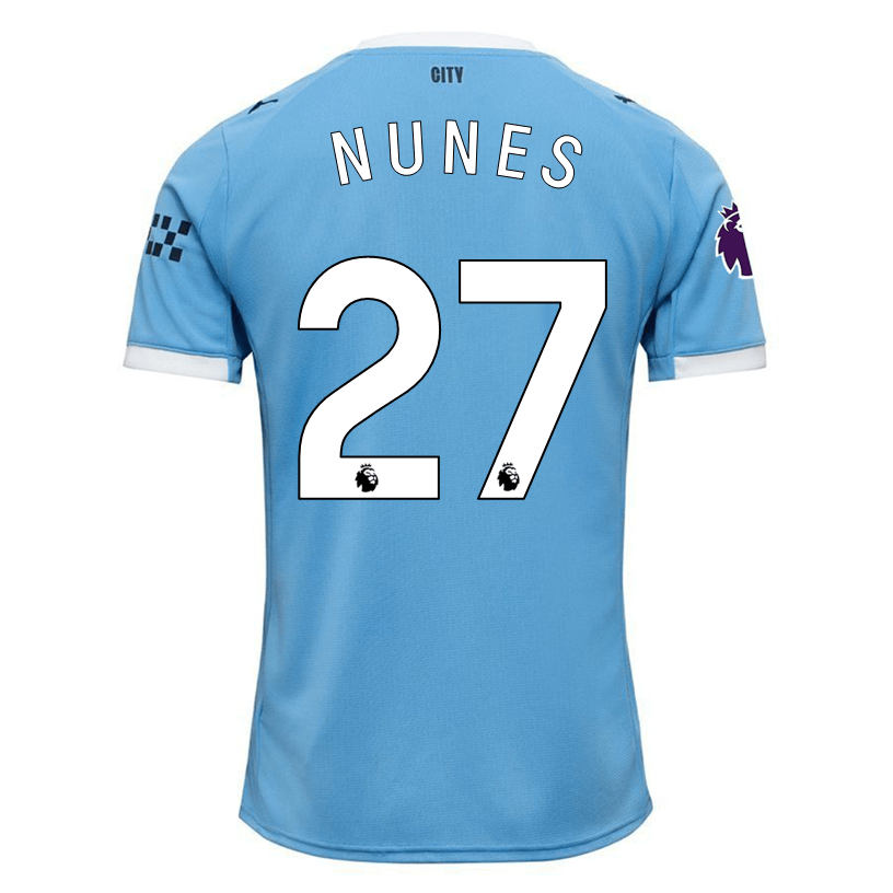 Puma Matheus Nunes Manchester City Home Jersey 25/26 w/ EPL + Sponsor Patch (Team Light Blue/Puma White) | SoccerWearhouse