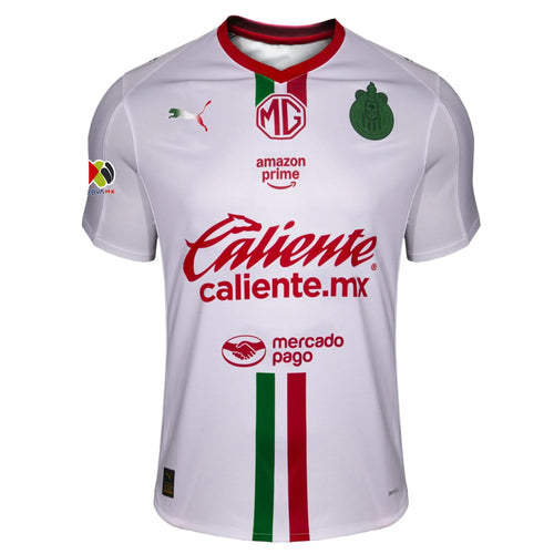 Puma Men's Chivas De Guadalajara Away Jersey 25/26 w/ BBVA MX Patch (Puma White/Red/Green) - S