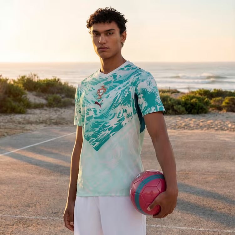 PUMA Men's Cristiano Ronaldo Portugal 2026 Authentic Match Away Jersey (White/Green Lagoon) | SoccerWearhouse
