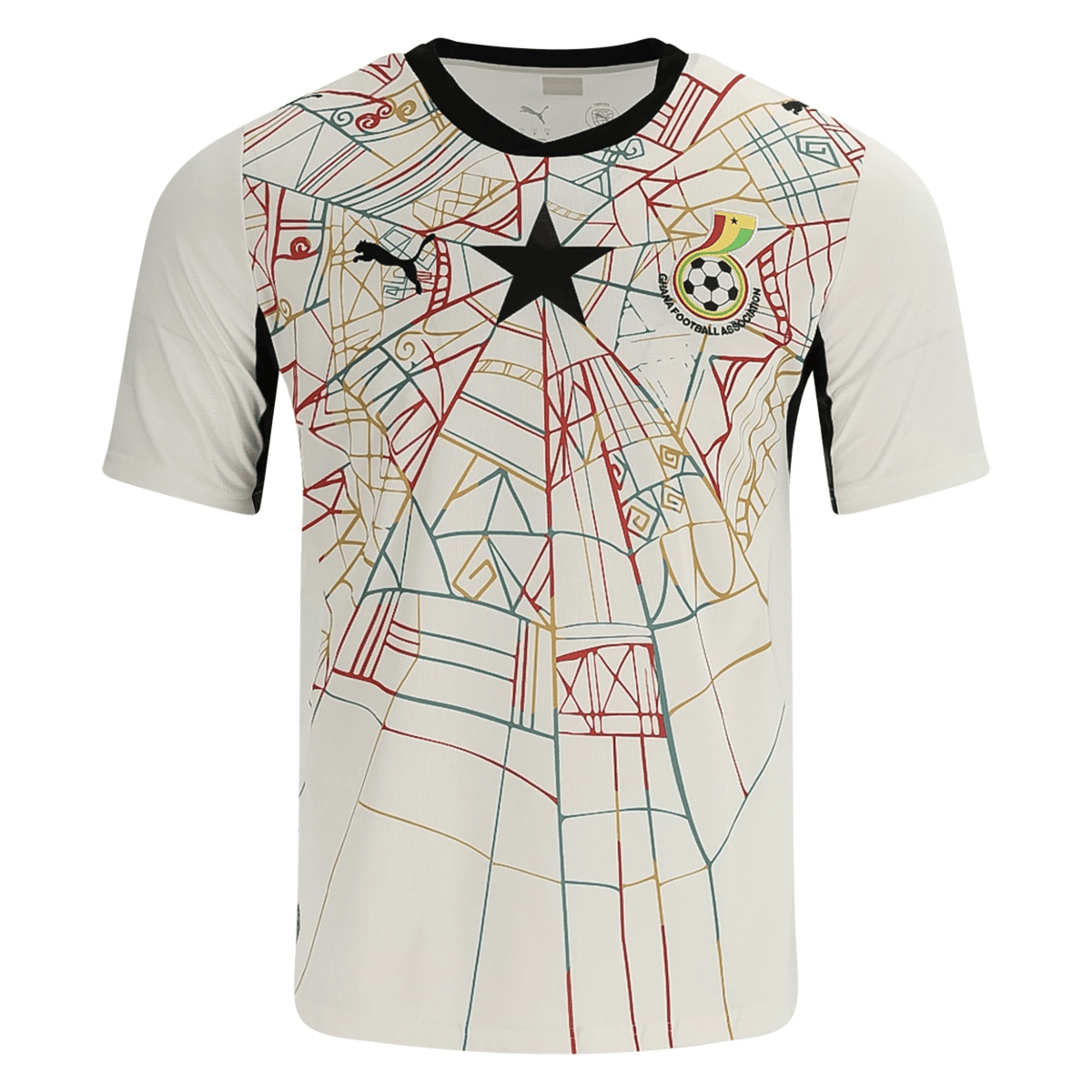 Puma Mens Ghana Home Stadium Jersey 2026 (White/Multi) | SoccerWearhouse