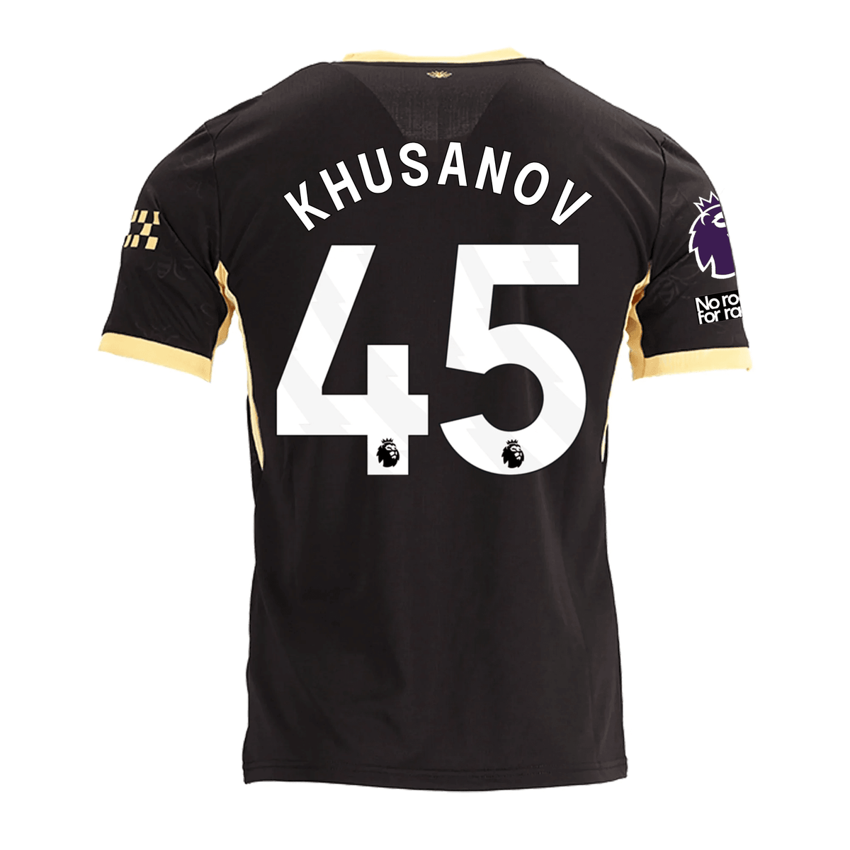 Puma Mens Manchester City Abdukodir Khusanov Elias Away Jersey w/ EPL + No Room For Racism Patches 26/27 (Black/Yellow) | SoccerWearhouse