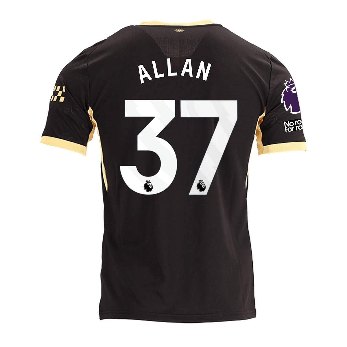 Puma Mens Manchester City Allan Andrade Elias Away Jersey w/ EPL + No Room For Racism Patches 26/27 (Black/Yellow) | SoccerWearhouse