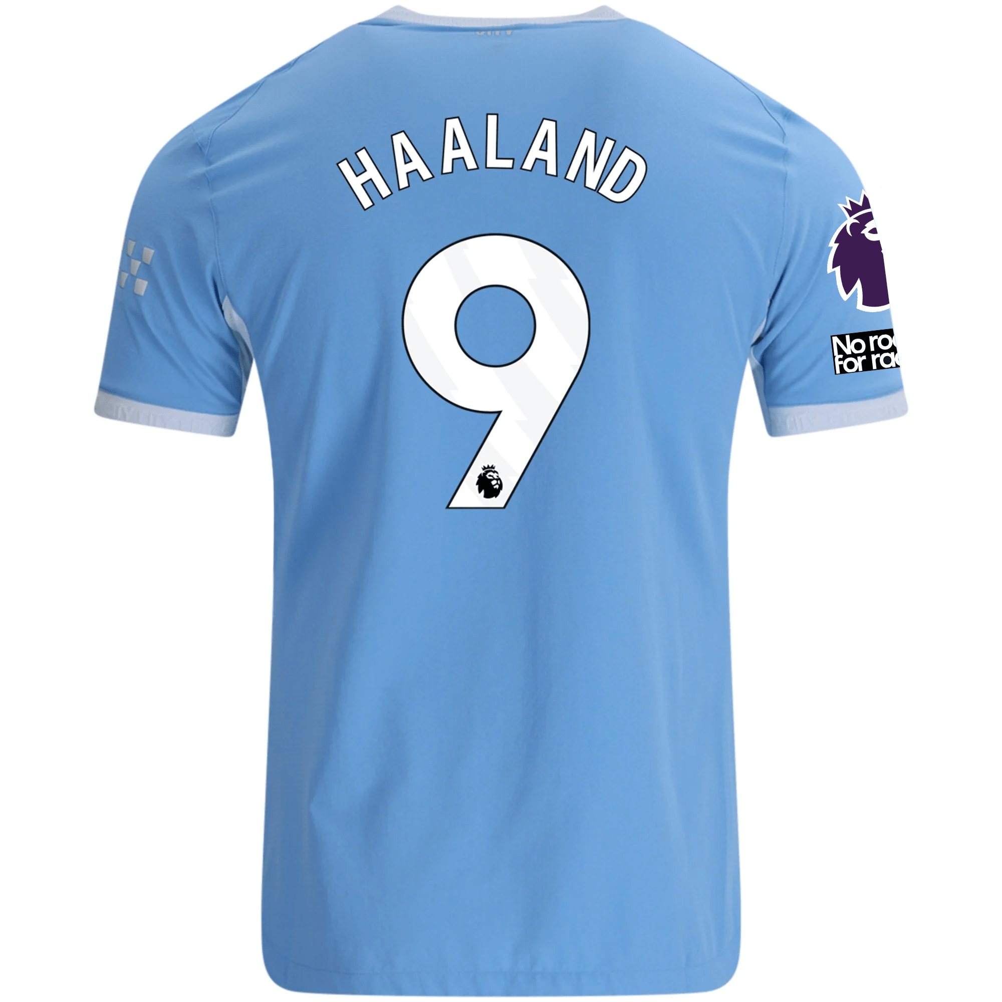 Puma Mens Manchester City Authentic Erling Haaland Home Jersey w/ EPL + No Room For Racism Patches 26/27 (Team Light Blue/Icey Blue)