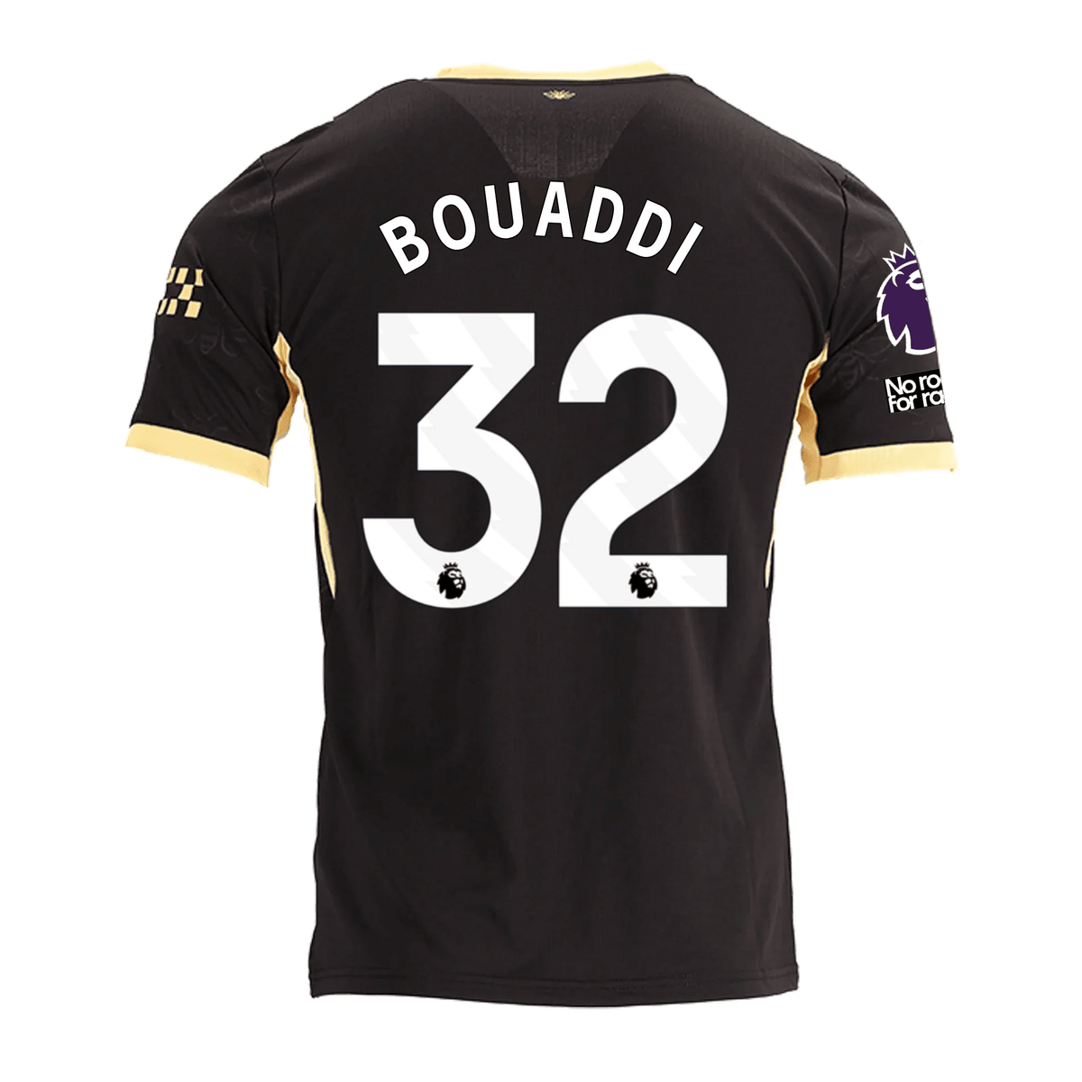 Puma Mens Manchester City Ayyoub Bouaddi Away Jersey w/ EPL + No Room For Racism Patches 26/27 (Black/Yellow) | SoccerWearhouse