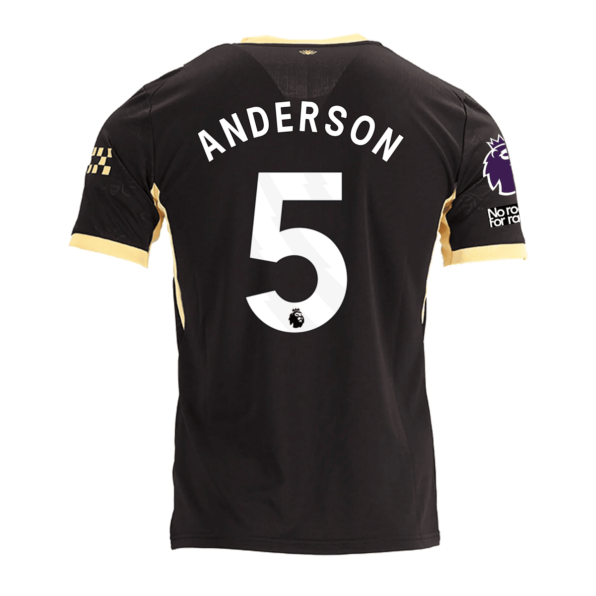 Puma Mens Manchester City Elliot Anderson Away Jersey w/ EPL + No Room For Racism Patches 26/27 (Black/Yellow) | SoccerWearhouse