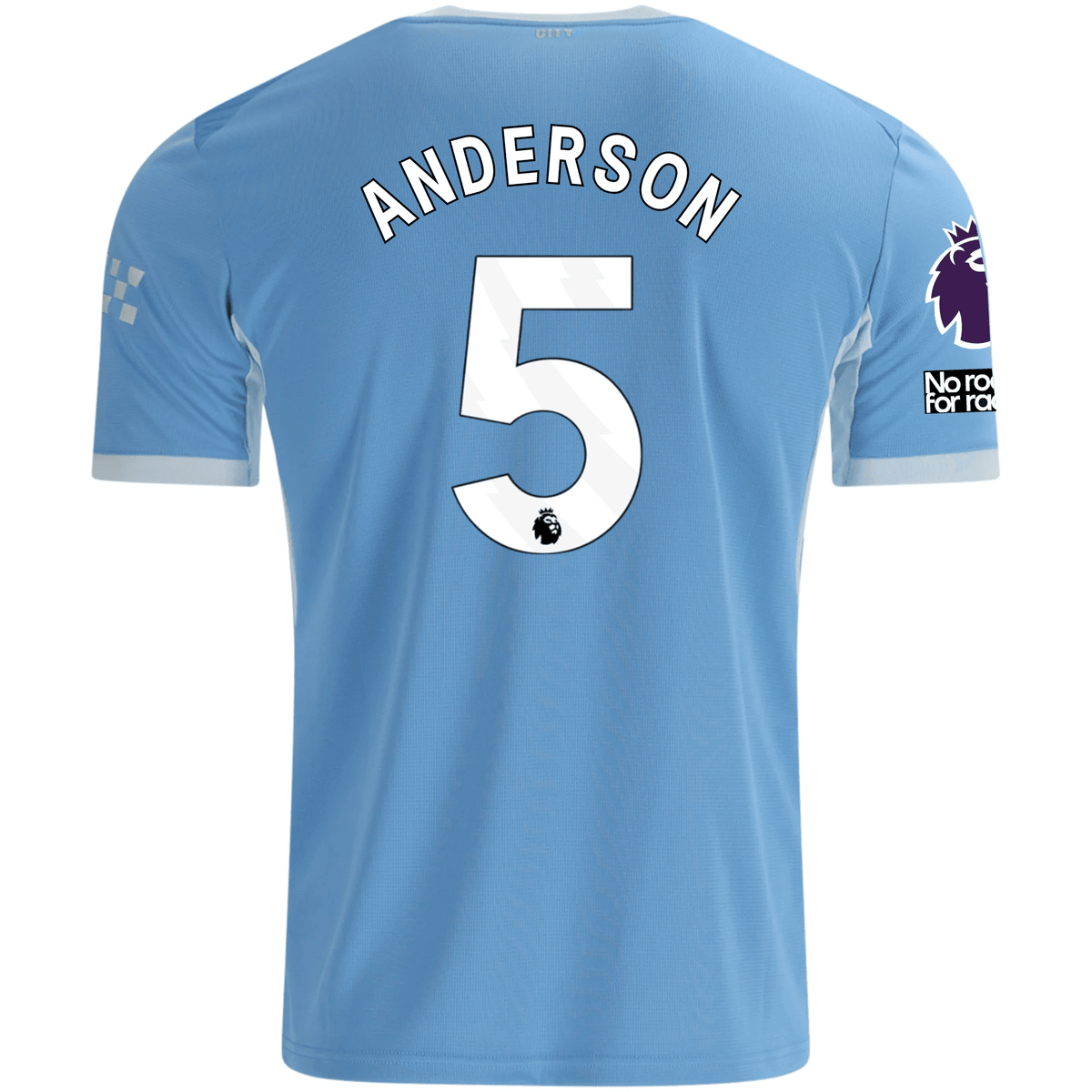Puma Mens Manchester City Elliot Anderson Home Jersey EPL + No Room For Racism Patches 26/27 (Team Light Blue/Icey Blue) | SoccerWearhouse