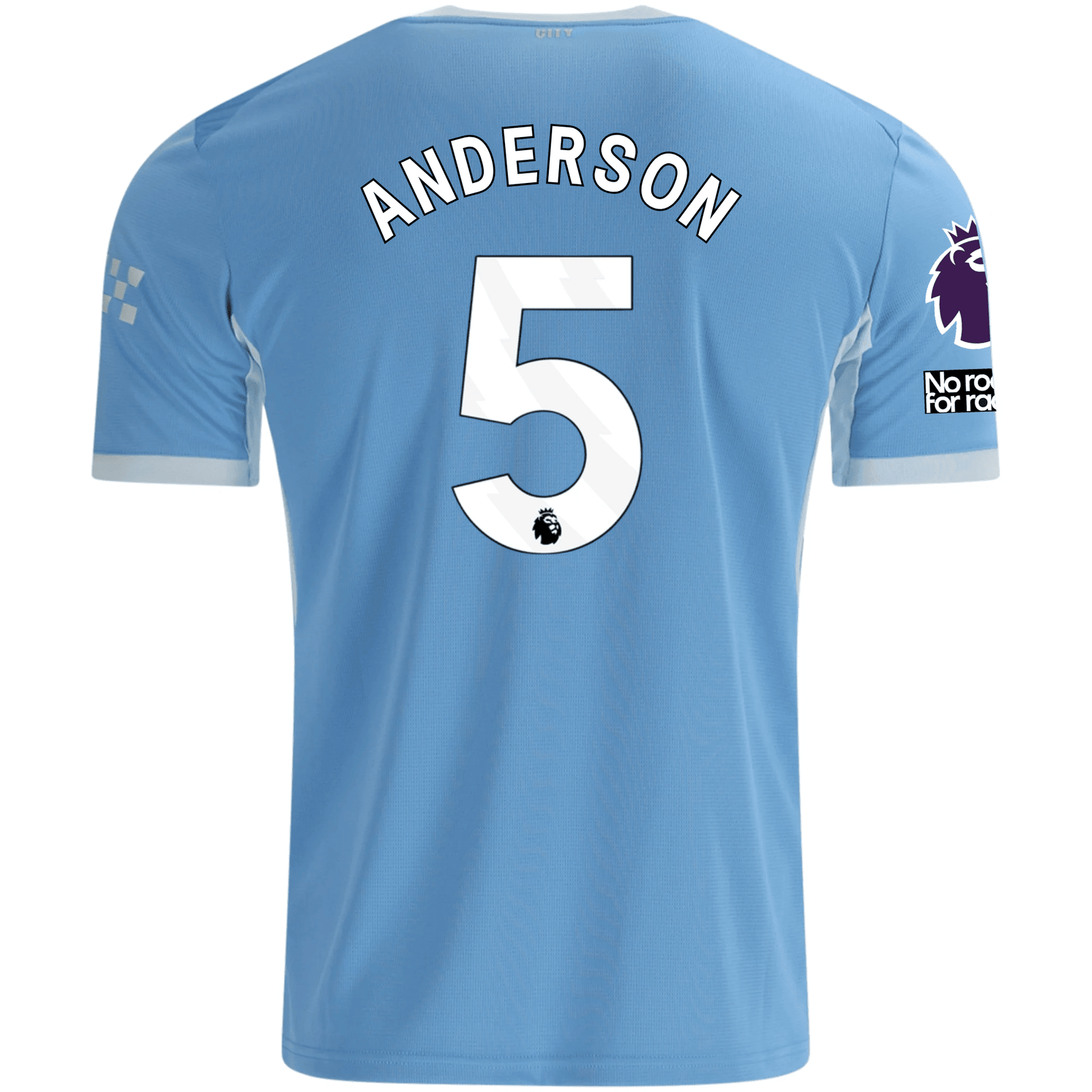 Puma Mens Manchester City Elliot Anderson Home Jersey EPL + No Room For Racism Patches 26/27 (Team Light Blue/Icey Blue) | SoccerWearhouse