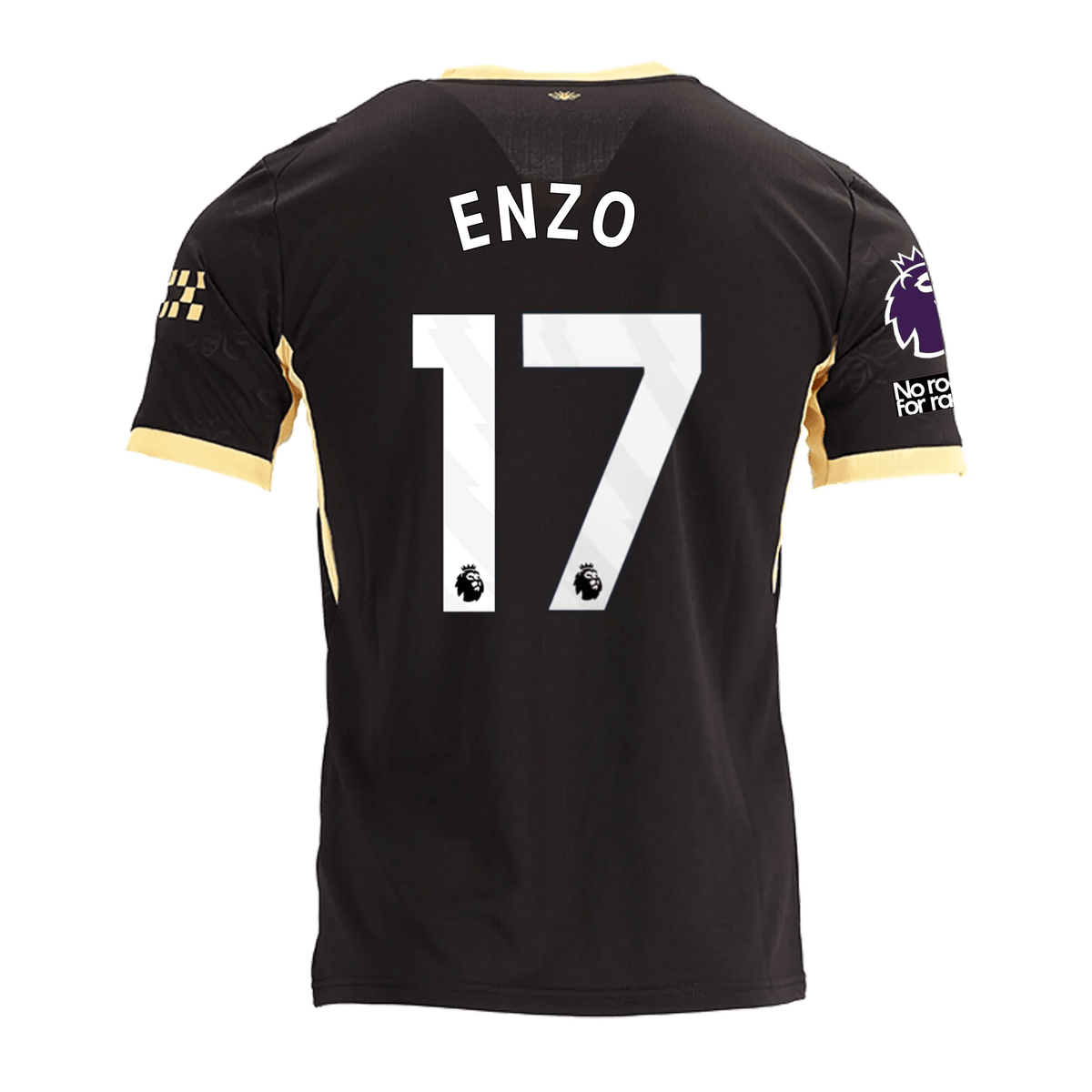 Puma Mens Manchester City Enzo Fernández Away Jersey w/ EPL + No Room For Racism Patches 26/27 (Black/Yellow) | SoccerWearhouse