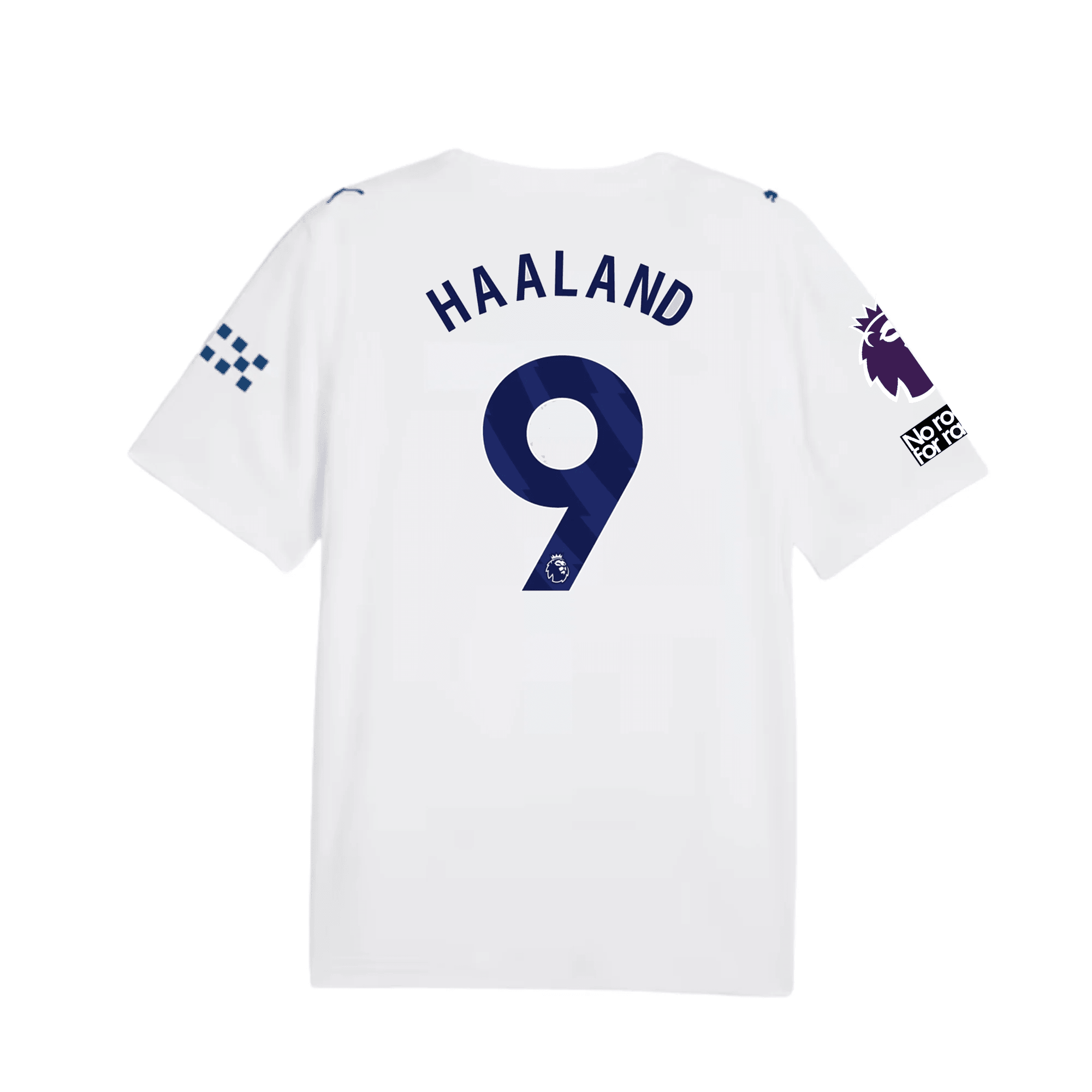 Puma Mens Manchester City Erling Haaland Third Jersey w/ EPL + No Room Racism Patches 26/27 (White)