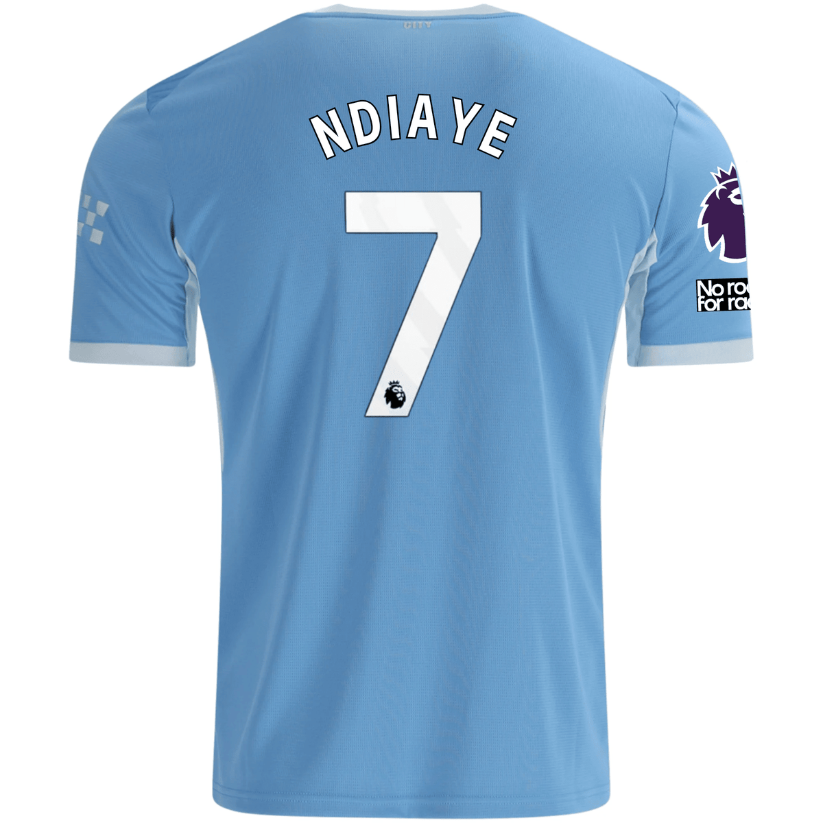 Puma Mens Manchester City Iliman Ndiaye Home Jersey EPL + No Room For Racism Patches 26/27 (Team Light Blue/Icey Blue) | SoccerWearhouse
