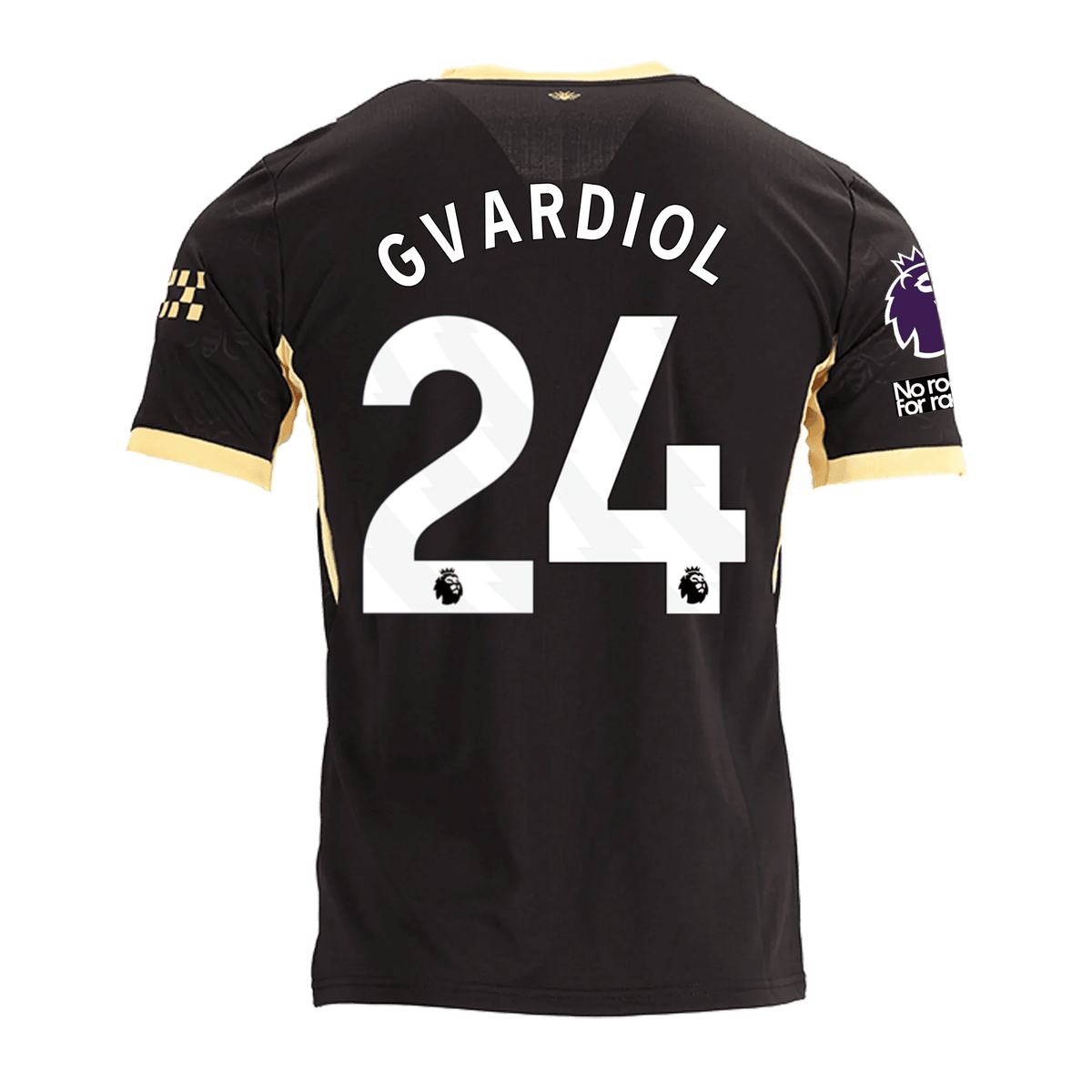 Puma Mens Manchester City Joško Gvardiol Away Jersey w/ EPL + No Room For Racism Patches 26/27 (Black/Yellow) | SoccerWearhouse
