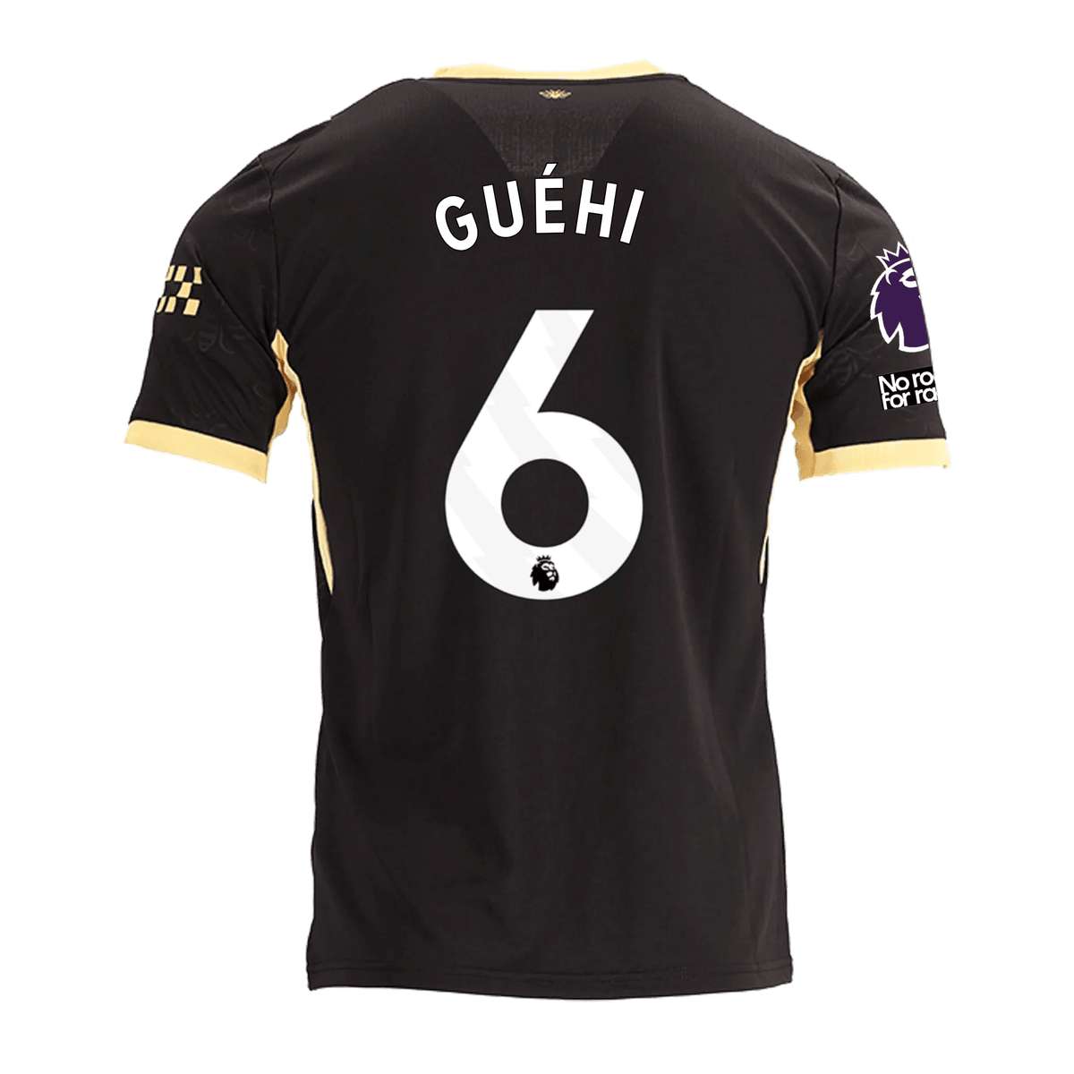Puma Mens Manchester City Marc Guéhi Away Jersey w/ EPL + No Room For Racism Patches 26/27 (Black/Yellow) | SoccerWearhouse