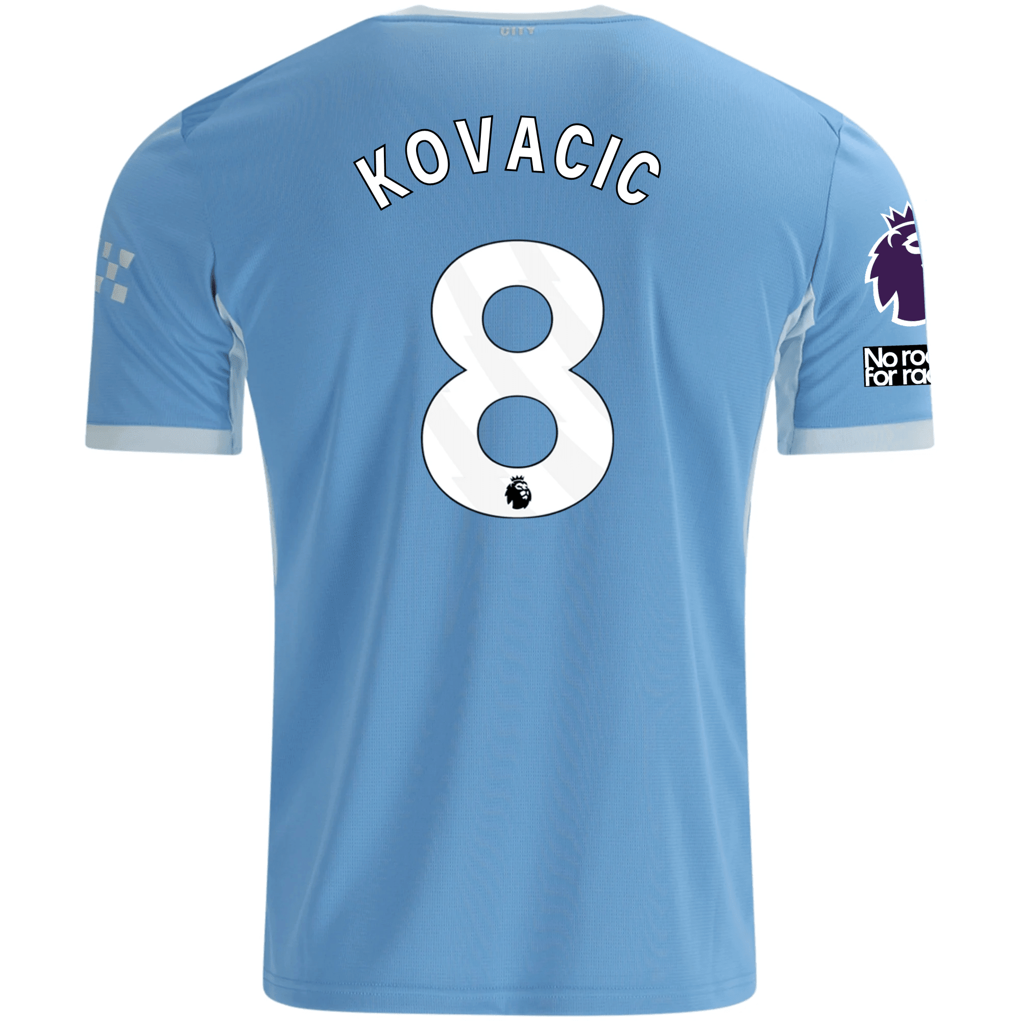 Puma Mens Manchester City Mateo Kovačić Home Jersey EPL + No Room For Racism Patches 26/27 (Team Light Blue/Icey Blue)
