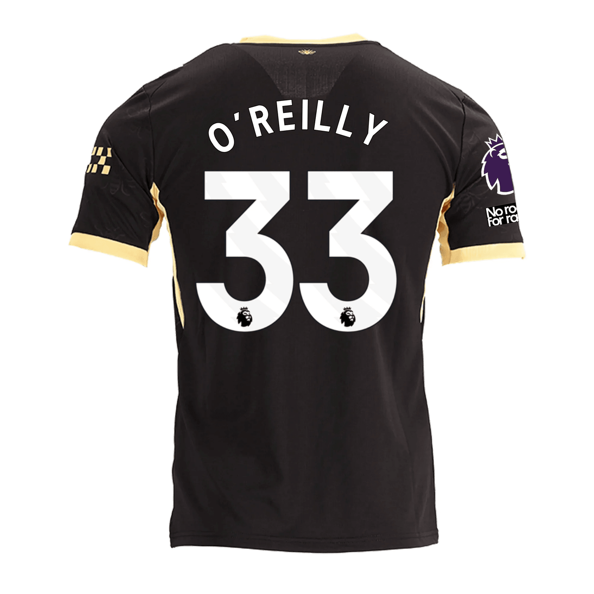 Puma Mens Manchester City Nico O'Reilly Away Jersey w/ EPL + No Room For Racism Patches 26/27 (Black/Yellow) | SoccerWearhouse