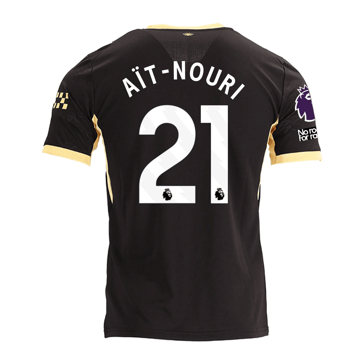 Puma Mens Manchester City Rayan Aït-Nouri Away Jersey w/ EPL + No Room For Racism Patches 26/27 (Black/Yellow) | SoccerWearhouse