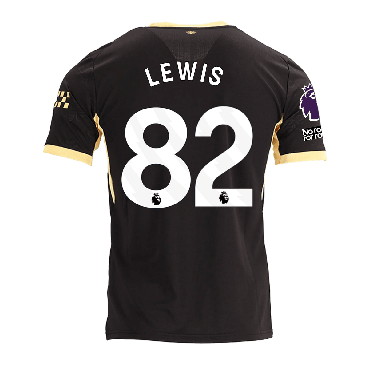 Puma Mens Manchester City Rico Lewis Elias Away Jersey w/ EPL + No Room For Racism Patches 26/27 (Black/Yellow) | SoccerWearhouse