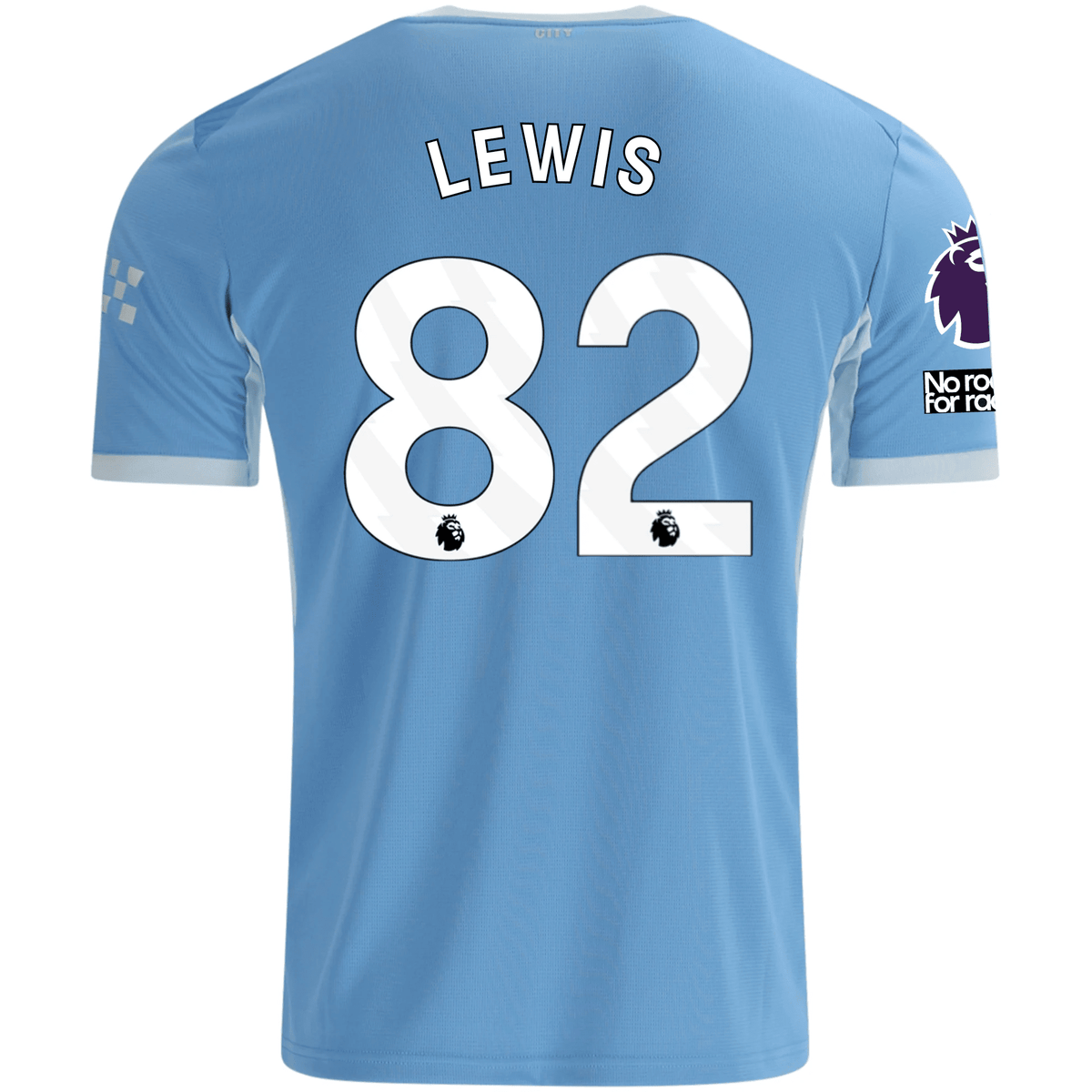 Puma Mens Manchester City Rico Lewis Home Jersey EPL + No Room For Racism Patches 26/27 (Team Light Blue/Icey Blue) | SoccerWearhouse