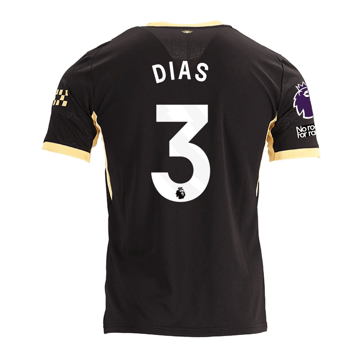 Puma Mens Manchester City Rúben Dias Away Jersey w/ EPL + No Room For Racism Patches 26/27 (Black/Yellow) | SoccerWearhouse