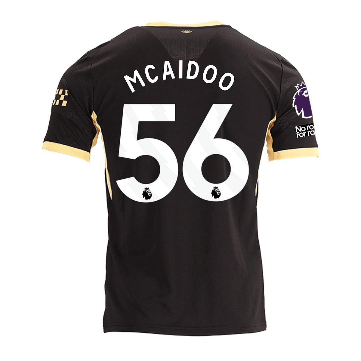Puma Mens Manchester City Ryan McAidoo Elias Away Jersey w/ EPL + No Room For Racism Patches 26/27 (Black/Yellow) | SoccerWearhouse